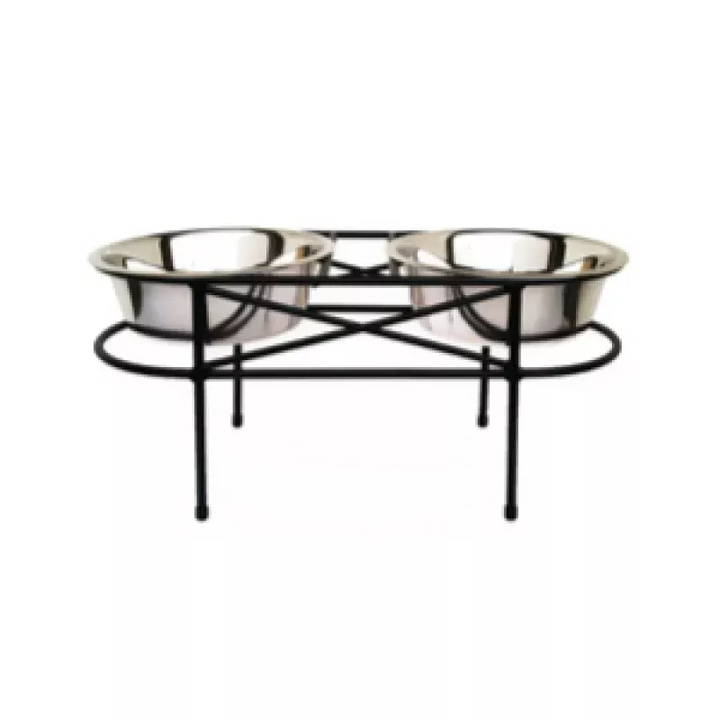 Pets Stop Mesh Double Diner Raised Feeder Black
