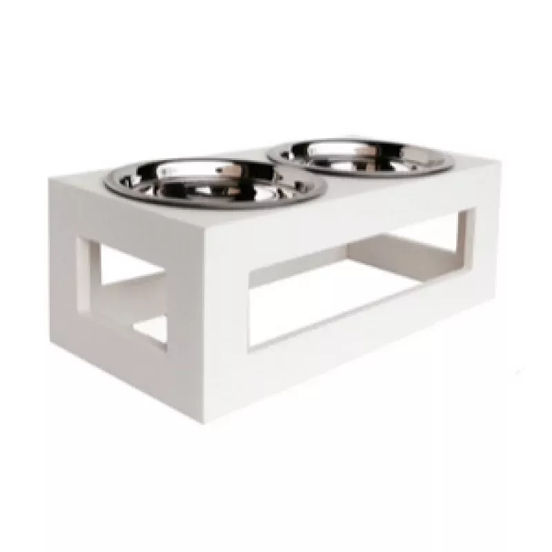 Pets Stop Porchside Outdoor Double Diner Raised Feeder White