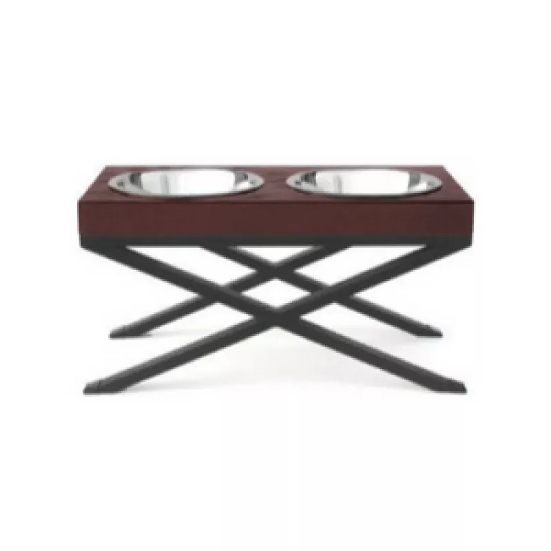 Pets Stop Woodsman Double Diner Raised Feeder Cherry