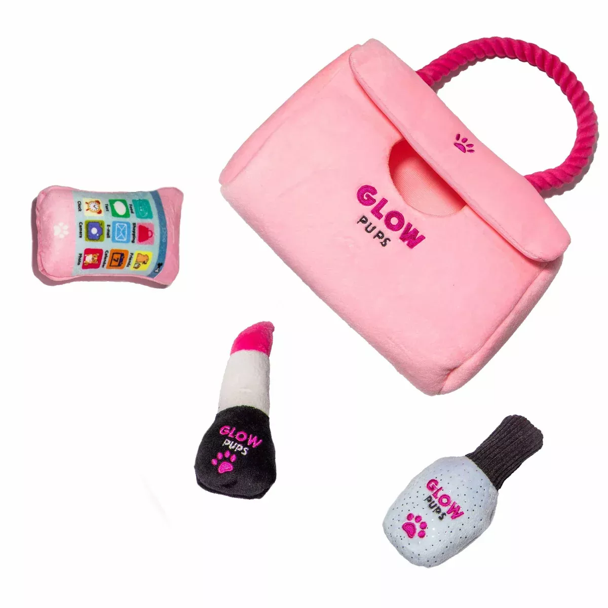 Pink Purse Hide-and-Seek Plush Dog Toy Set - Glow Pups