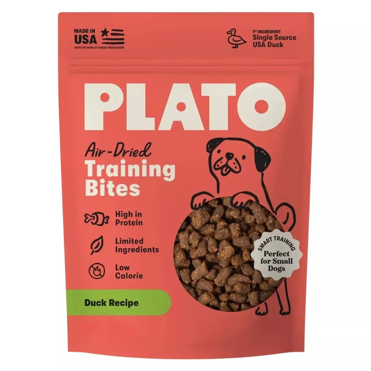 Plato Air-Dried Training Bites Treats for Dogs - Duck Recipe