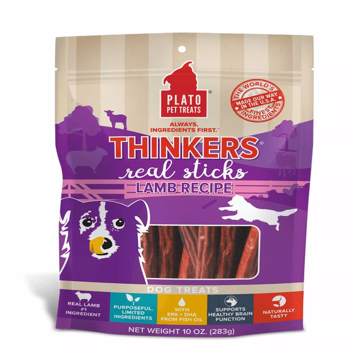 Plato Thinkers Lamb Meat Stick Dog Treats