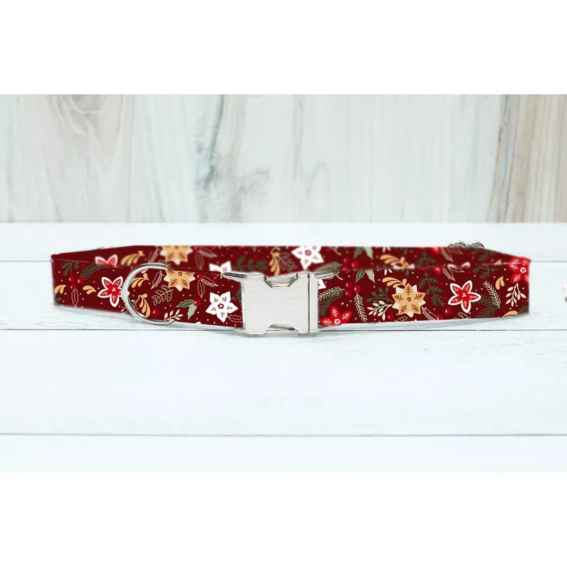 Poinsettia Dog Collar