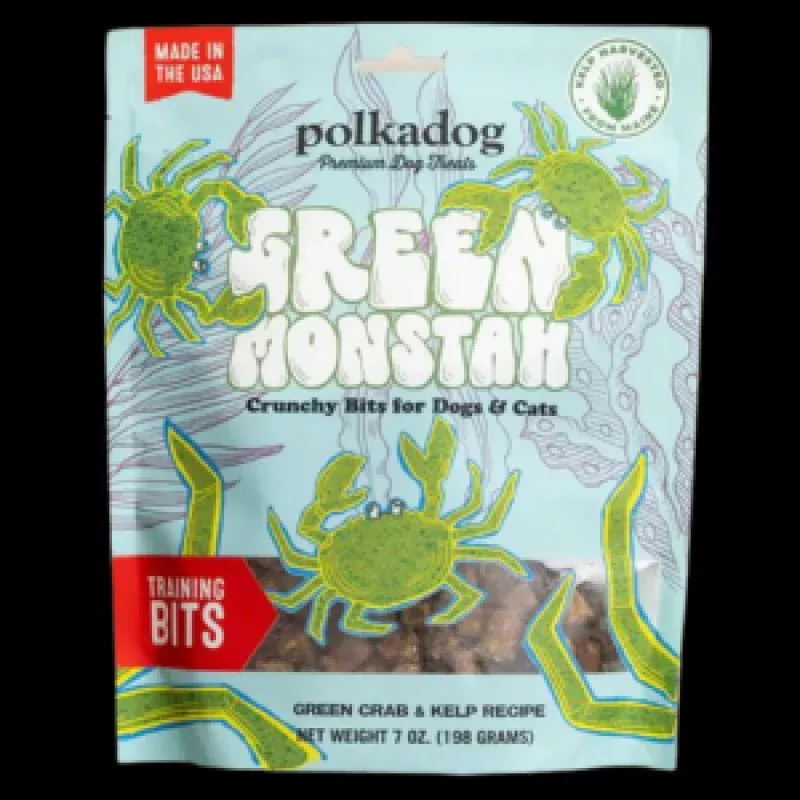 Polka Dog Green Monstah Bits Crunchy Dog Treats 7oz