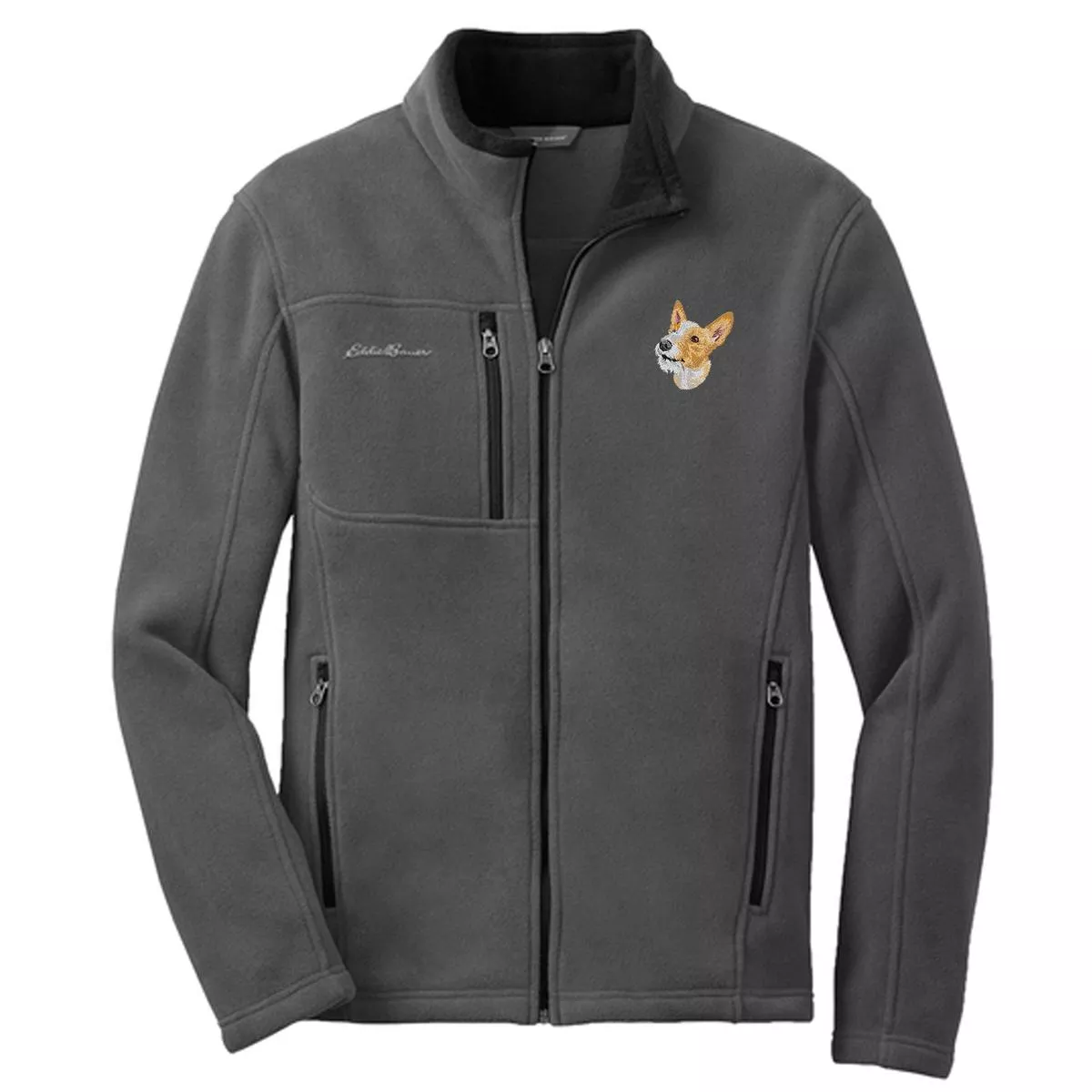 Portuguese Podengo Pequeno Embroidered Men’s Fleece Jacket