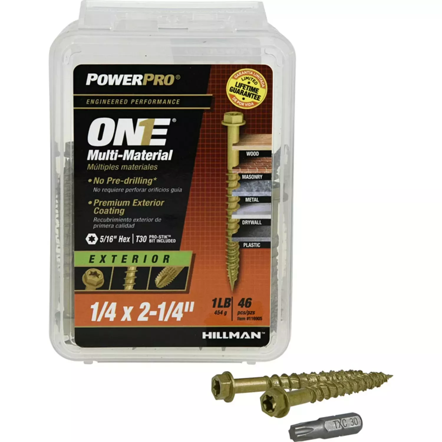 Power Pro 1/4 In. Ga. X 2-1/4 In. L Star Hex Washer Head Coarse Multi-material Screws