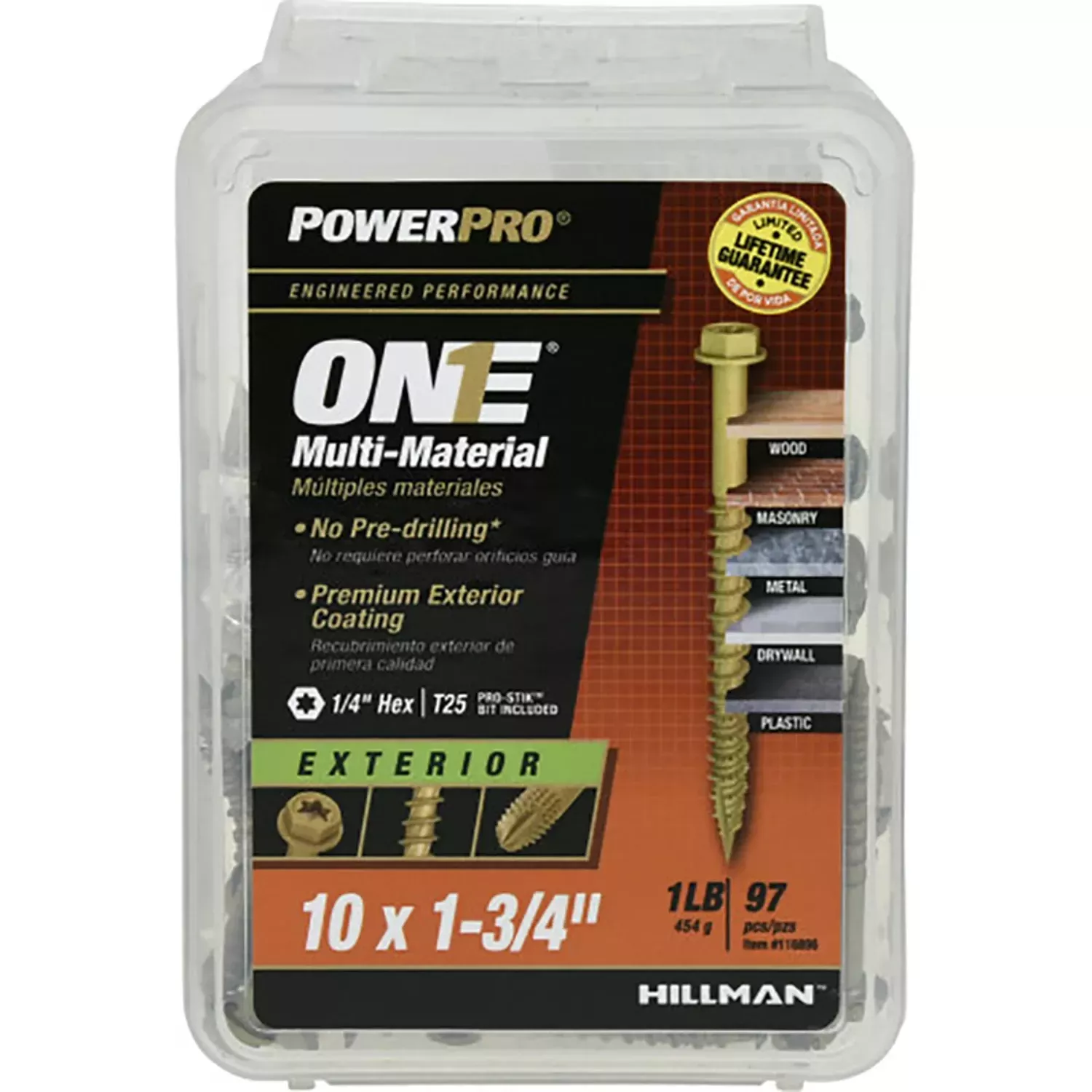 Power Pro No. 10 Ga. X 1-3/4 In. L Star Hex Washer Head Coarse Multi-material Screws