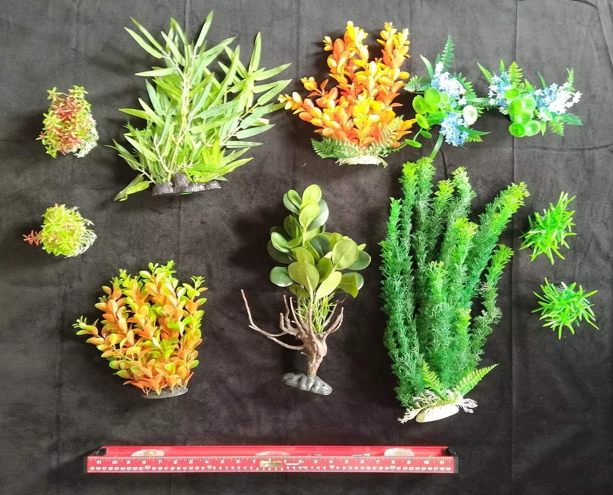 Premium Artificial Aquarium Plant Package for Fish Tank, Small Garden