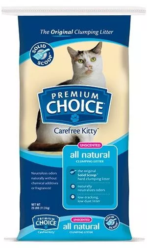 Premium Choice Carefree KittyUnscented Solid Scoop Clumping All Natural Cat Litter