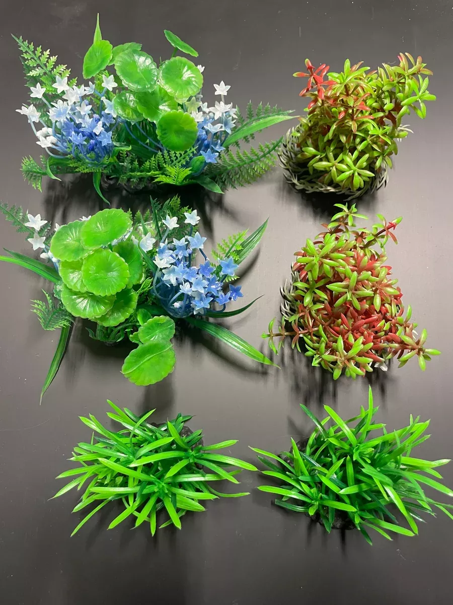 PREMIUM Small Artificial Aquarium Plants - Set of 6 - Various