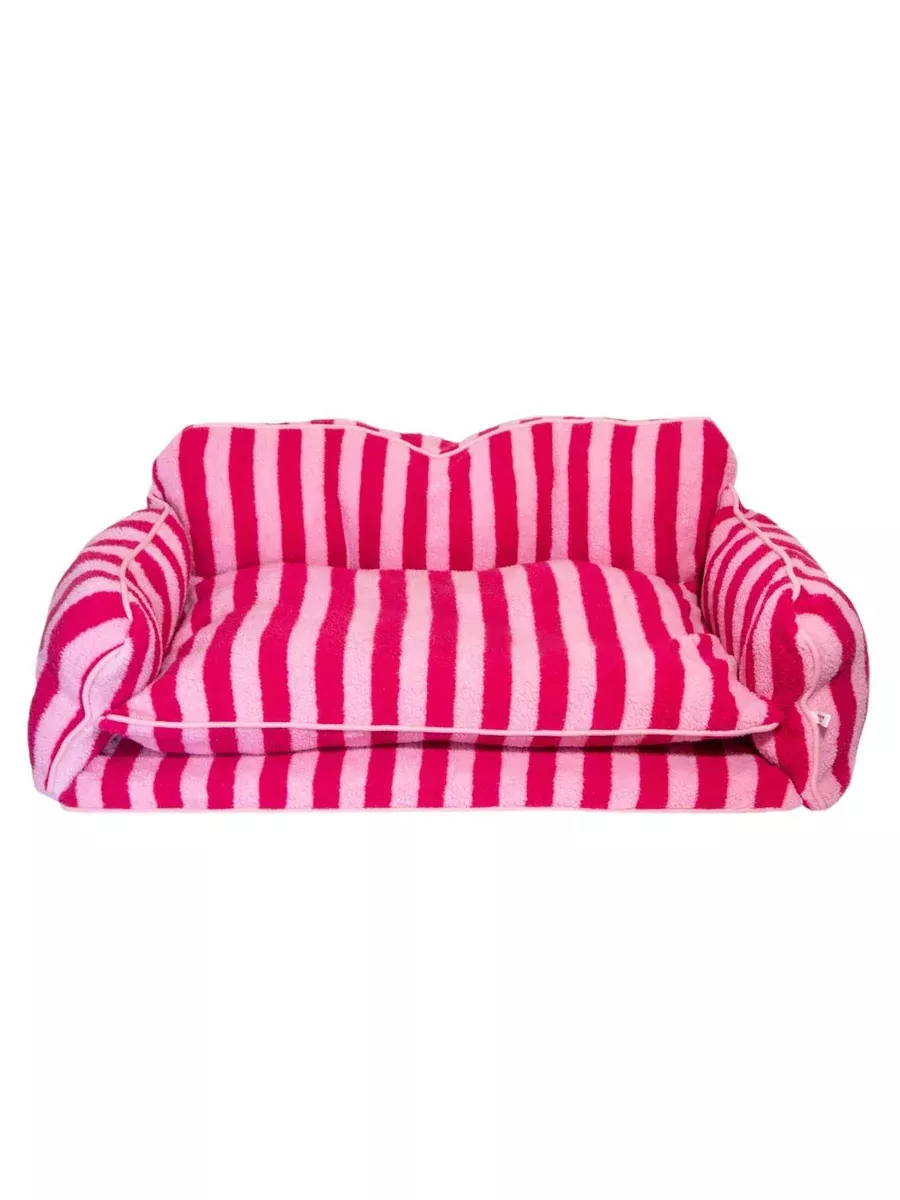 Pretty Pink Striped Sofa Dog Bed - Glow Pups