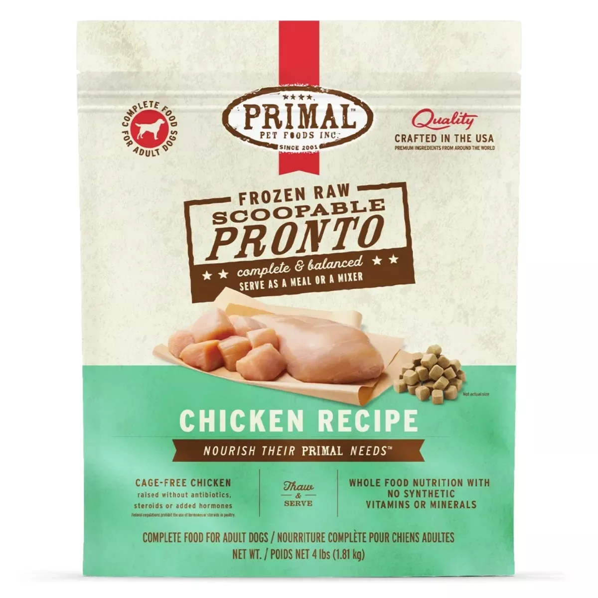 Primal Canine Frozen Raw Pronto - Chicken Recipe