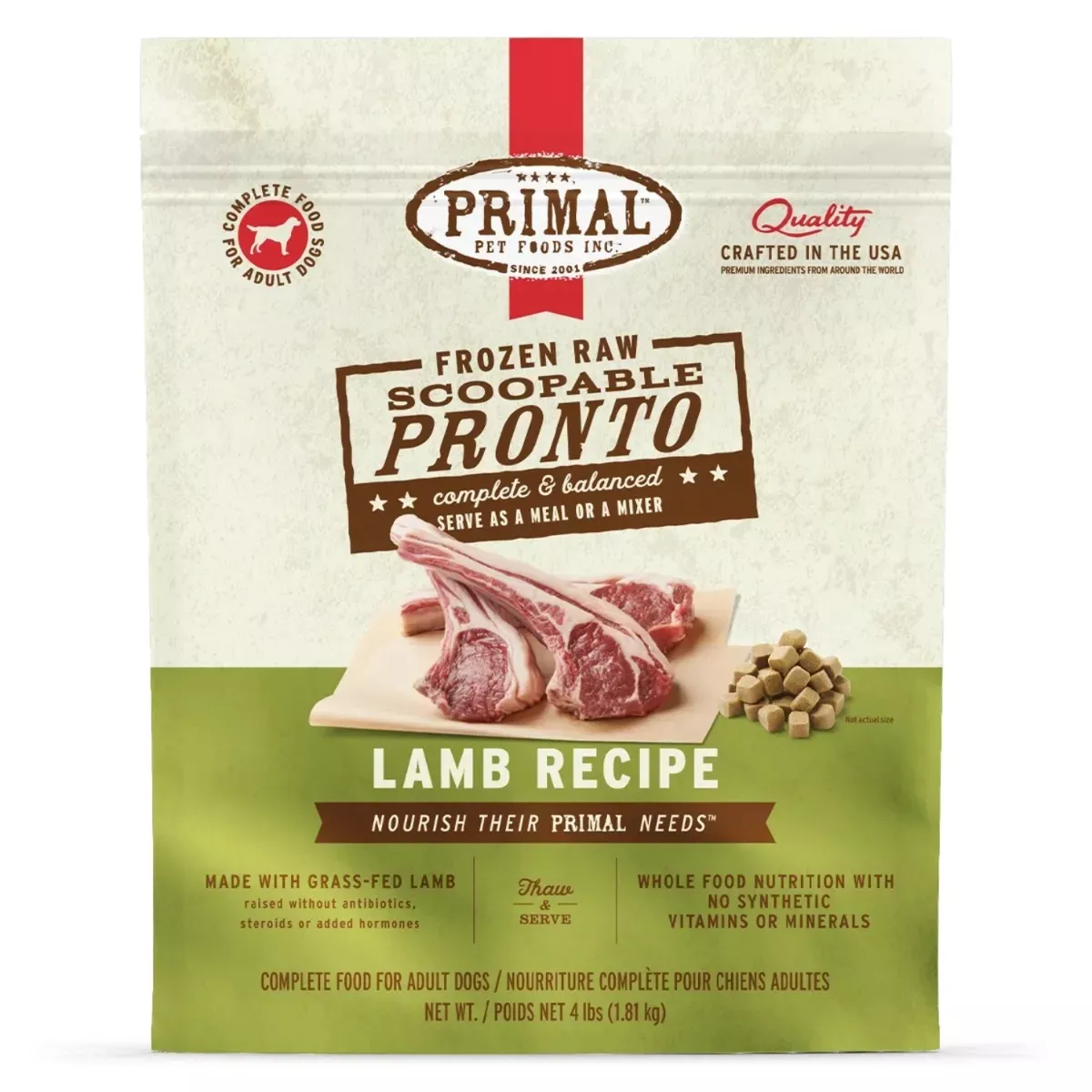 Primal Canine Frozen Raw Pronto - Lamb Recipe