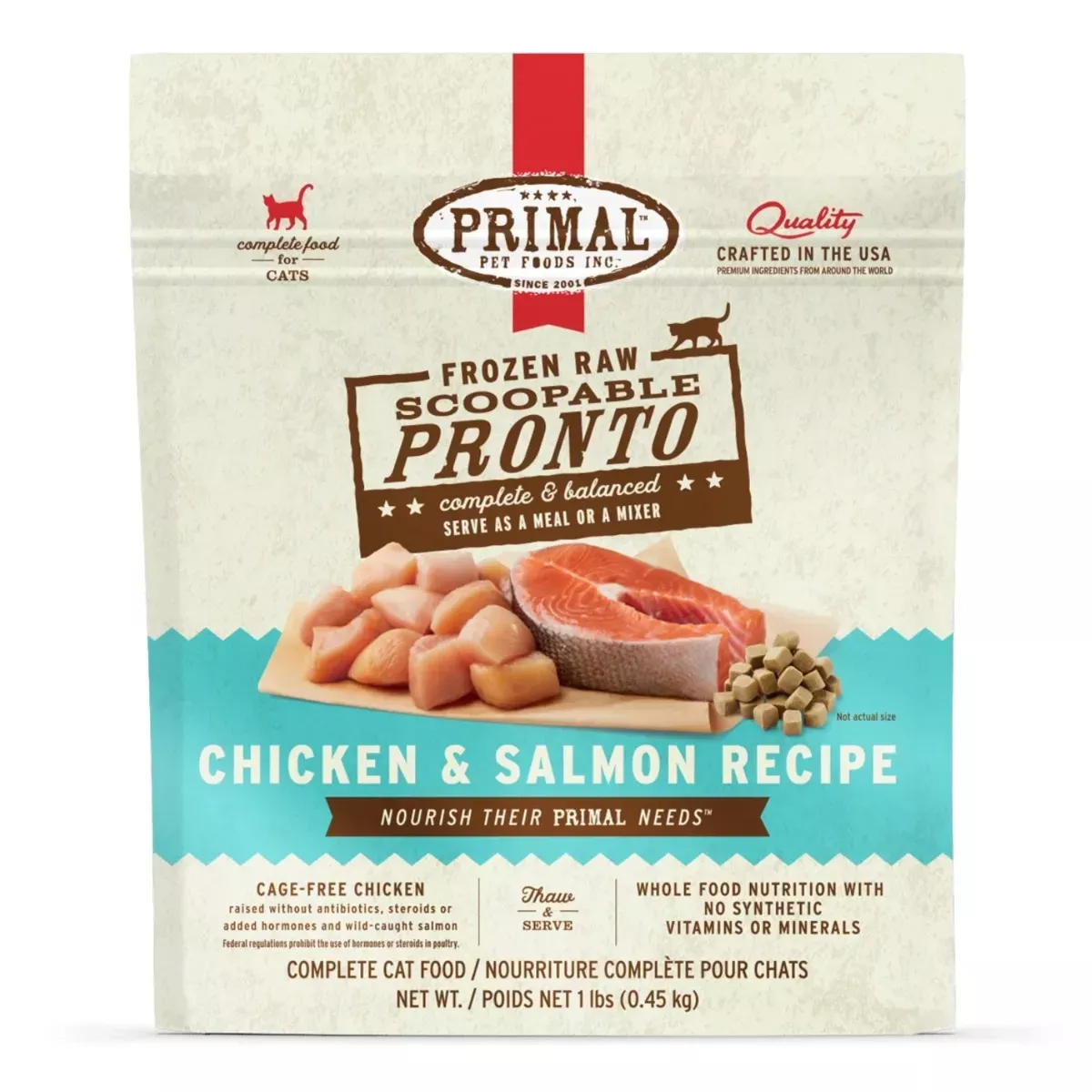 Primal Feline Frozen Raw Pronto - Chicken & Salmon Recipe