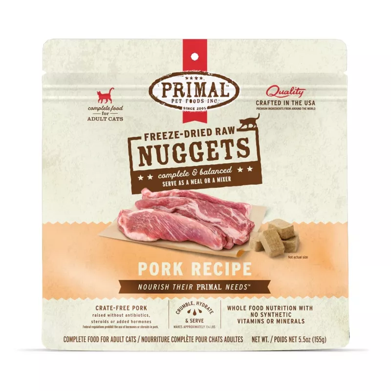 Primal Freeze-Dried Raw Pork Nuggets Cat Food, 14-oz Bag