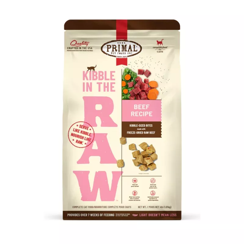 Primal Kibble In The Raw Freeze-Dried Cat Food, Beef Recipe