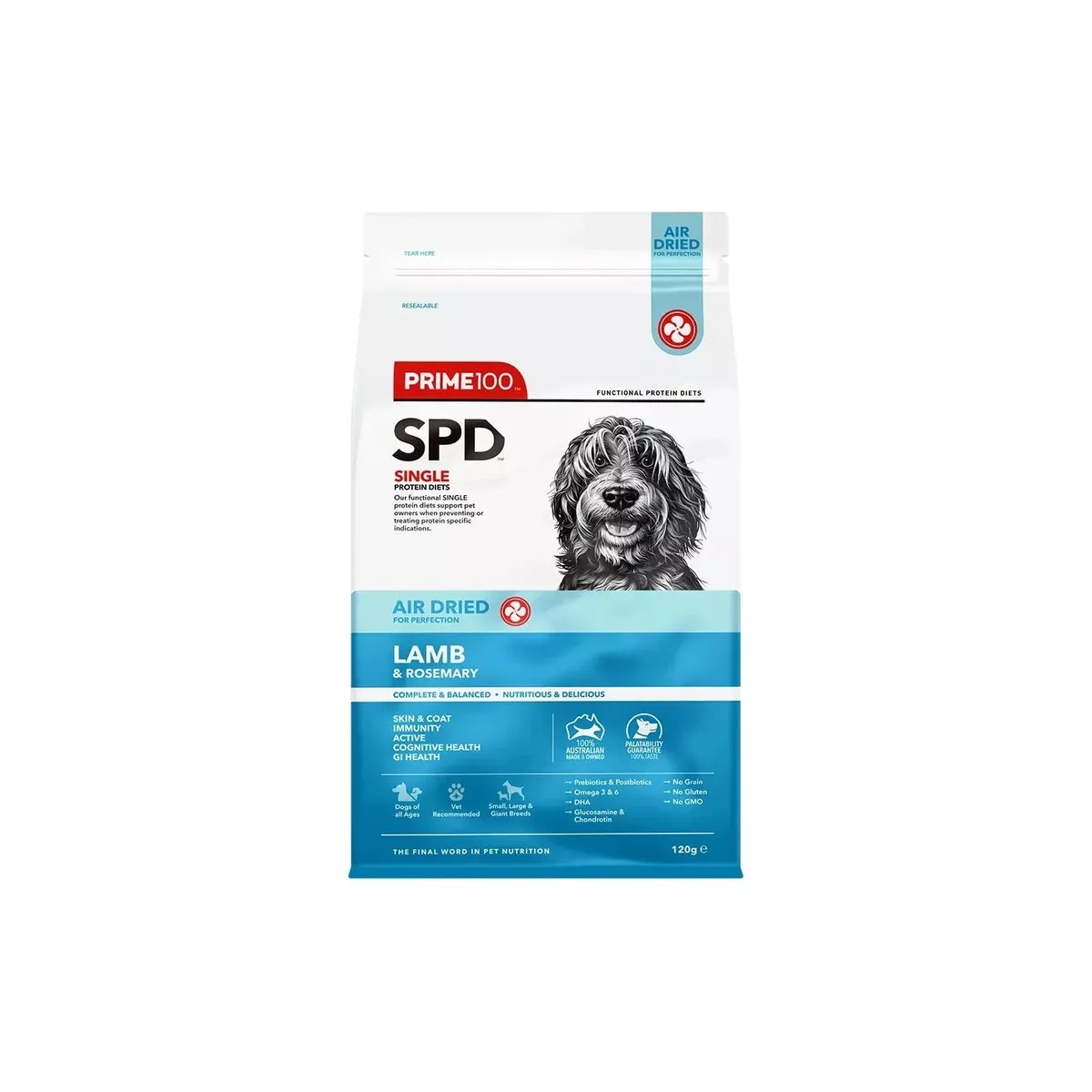 Prime100 Dog Dry Food - SPD Air Dried Lamb & Rosemary