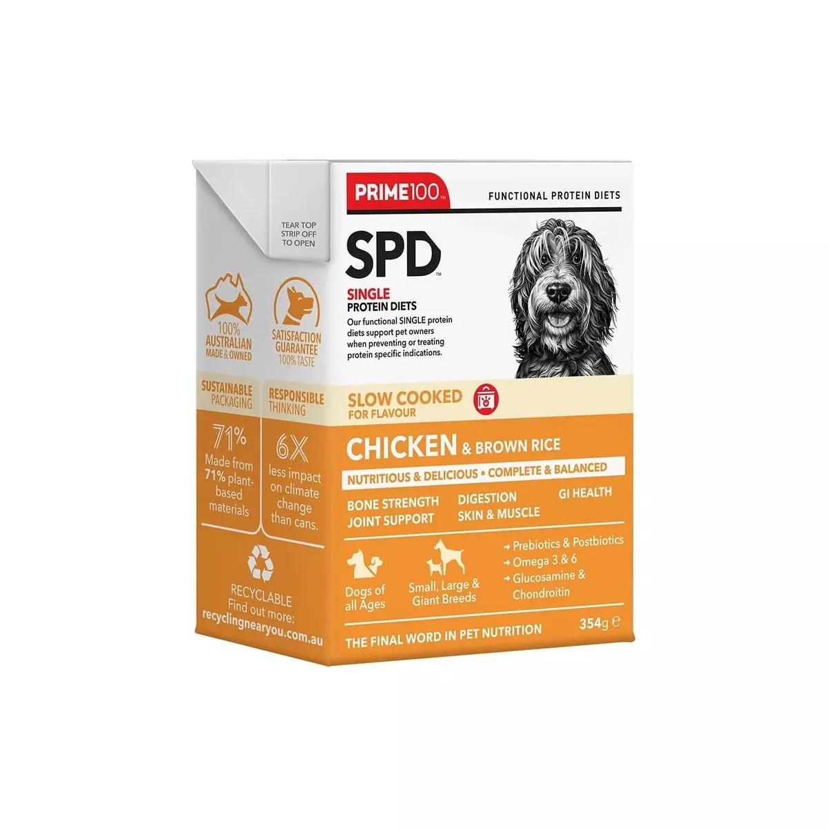 Prime100 Dog Wet Food - SPD Slow Cooked Chicken & Brown Rice