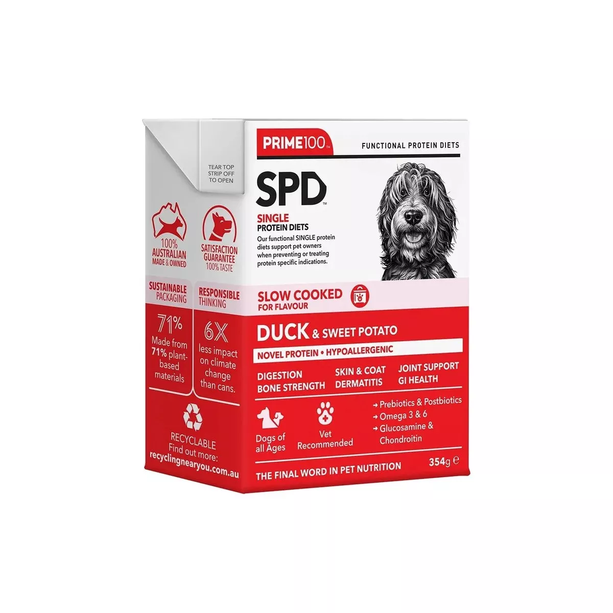 Prime100 Dog Wet Food - SPD Slow Cooked Duck & Sweet Potato