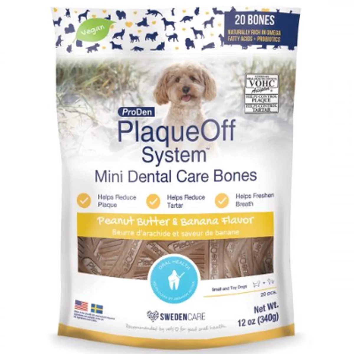 ProDen PlaqueOff Mini Peanut Butter & Banana Dental Care Dog Bones