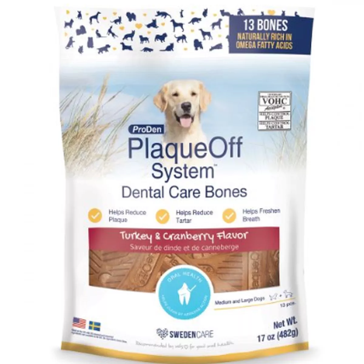 ProDen PlaqueOff Turkey & Cranberry Dental Care Dog Bones