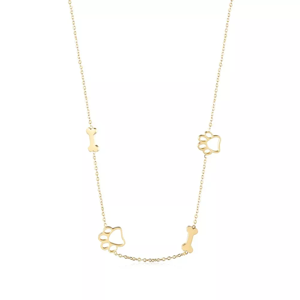 Puppy Paw and Bone Necklace