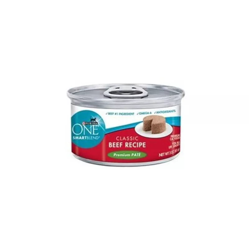 Purina ONE Natural, High Protein, Grain Free Pate Wet Cat Food, Beef Recipe, 3 oz. Pull-Top Can