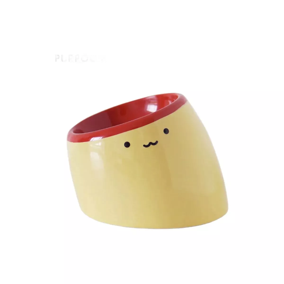 PURROOM Elevated Pudding Ceramic Pet Bowl - Tilted