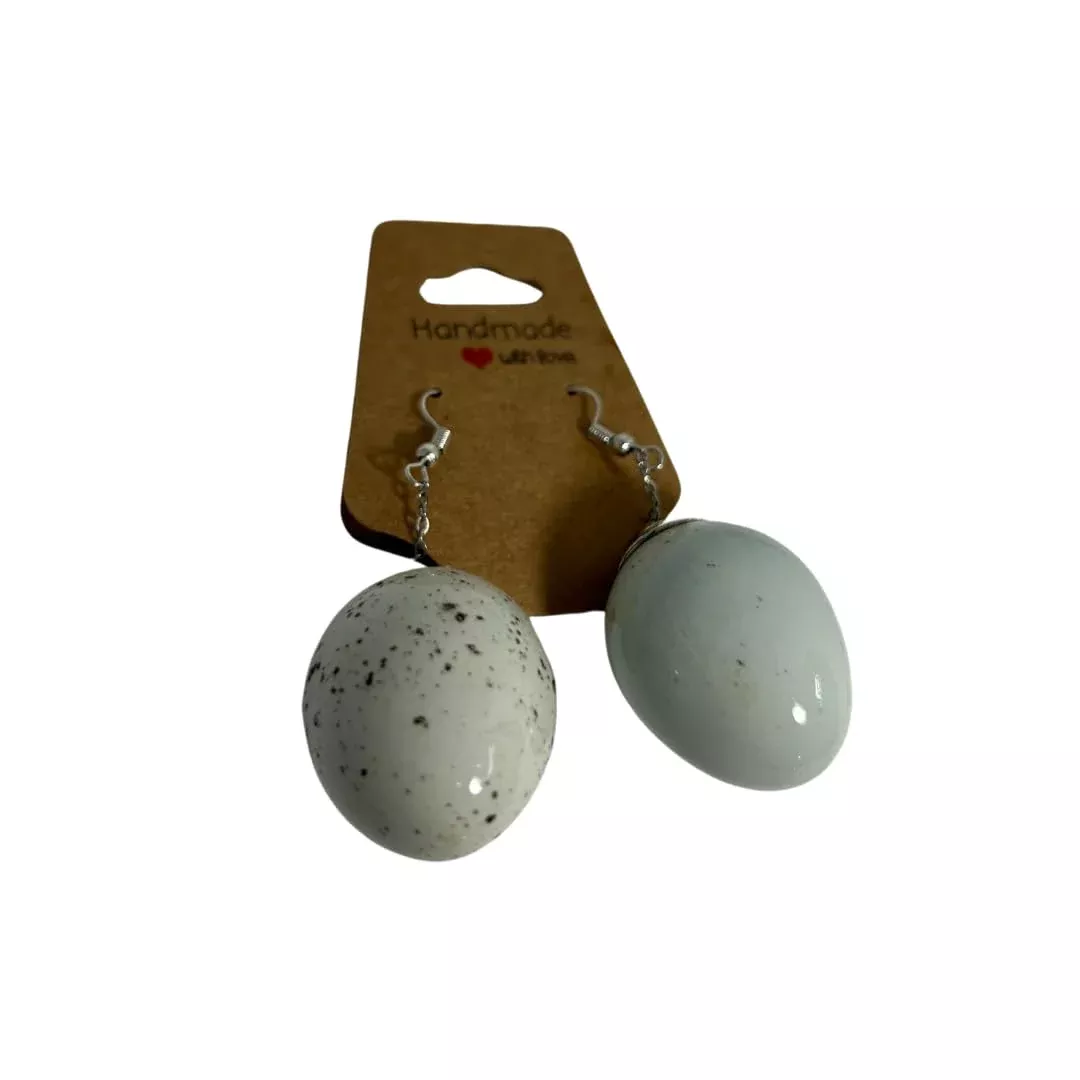 Quail Egg Earrings, Celadon
