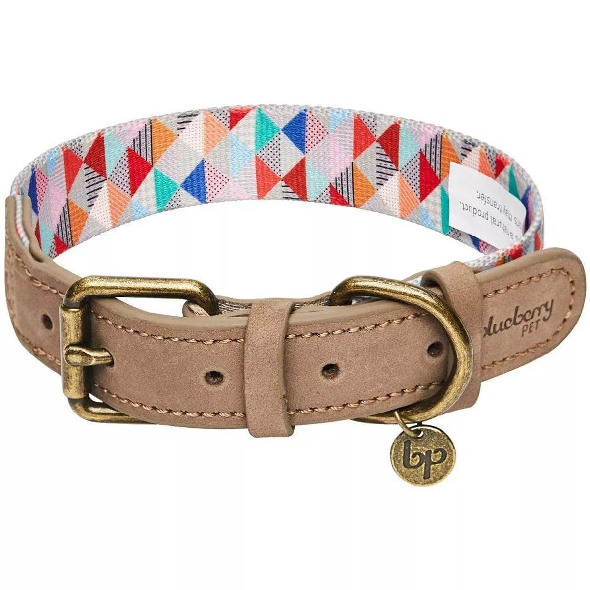 Rainbow Full Grain Leather And Polyester Dog Collar