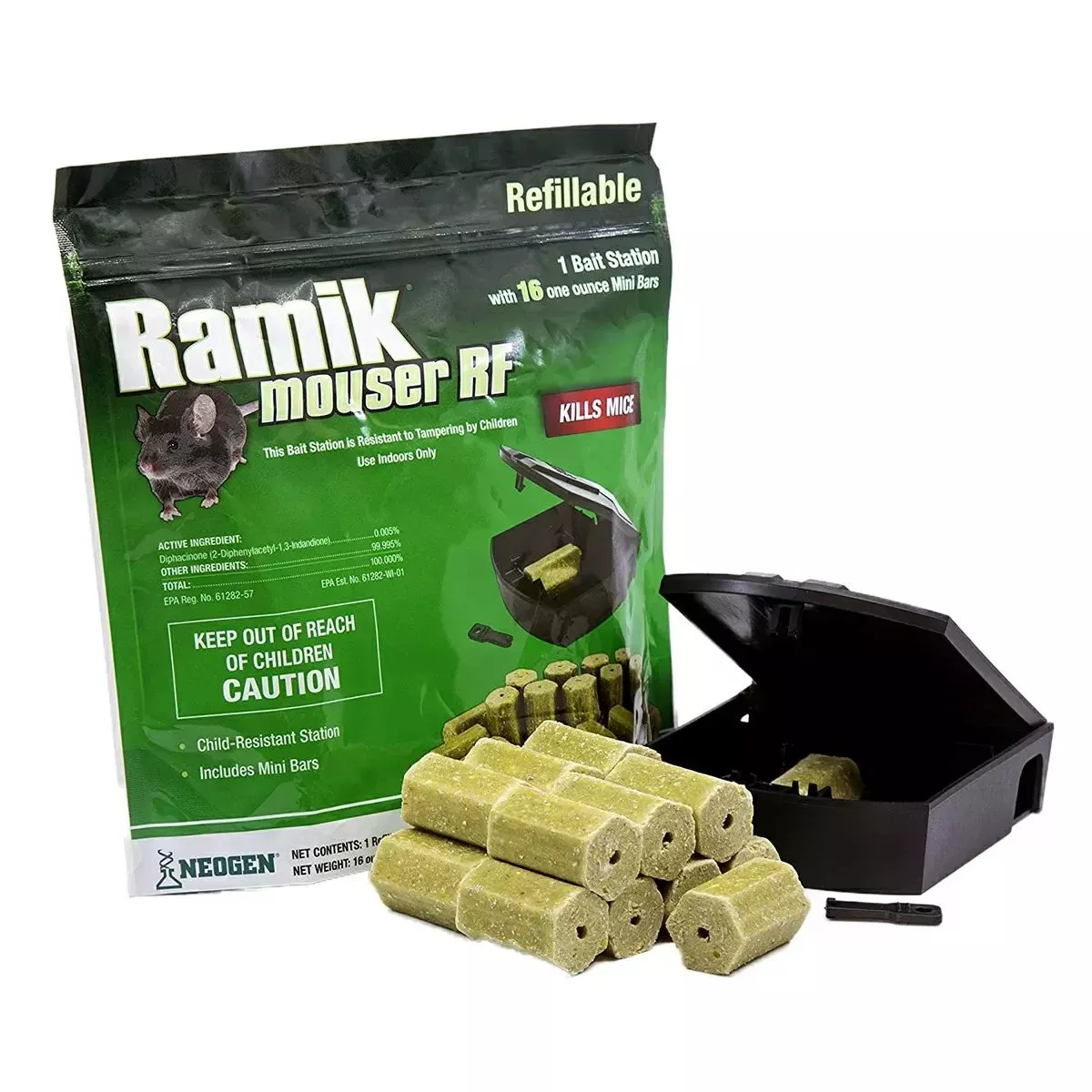 Ramik Mouser Refillable Bait Station – 1 Station w/8 Mini Bait Bars