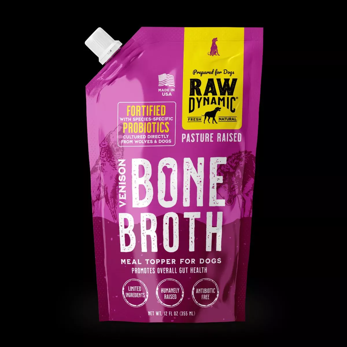 Raw Dynamic Pasture Raised Venison Bone Broth for Dogs