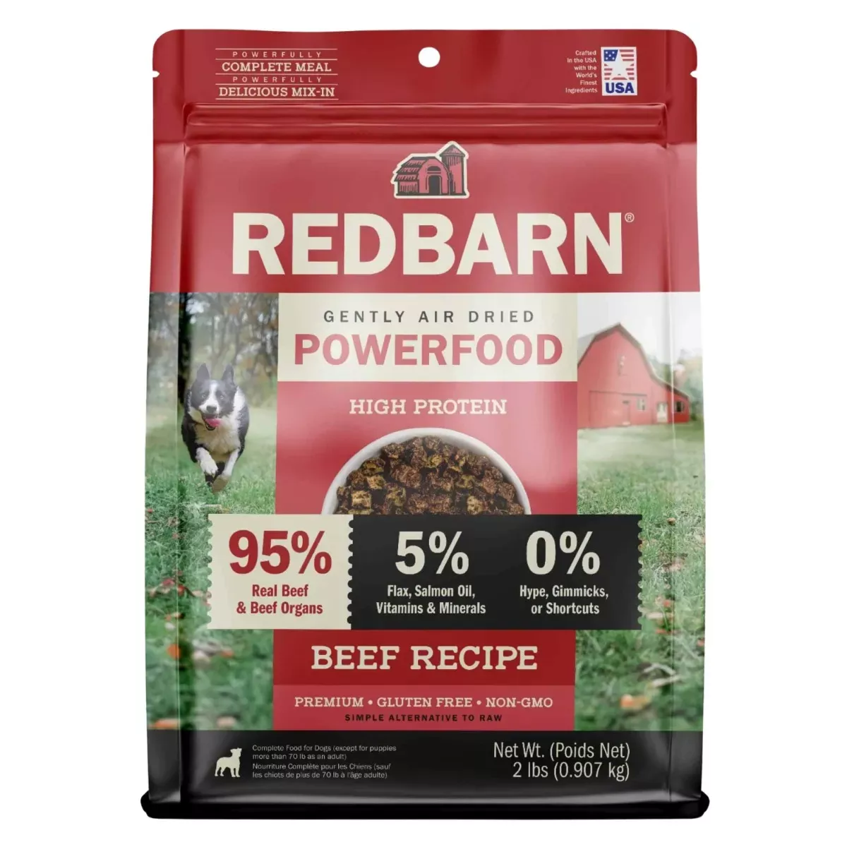 Red Barn Gently Air-Dried High Protein Powerfood for Dogs - Beef Recipe