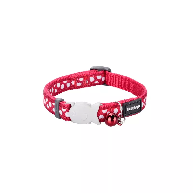 Red Dingo Cat Collar Design White Spots on Red