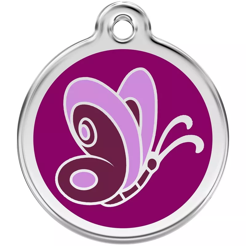 Red Dingo Purple Butterfly Pet ID Dog Tags