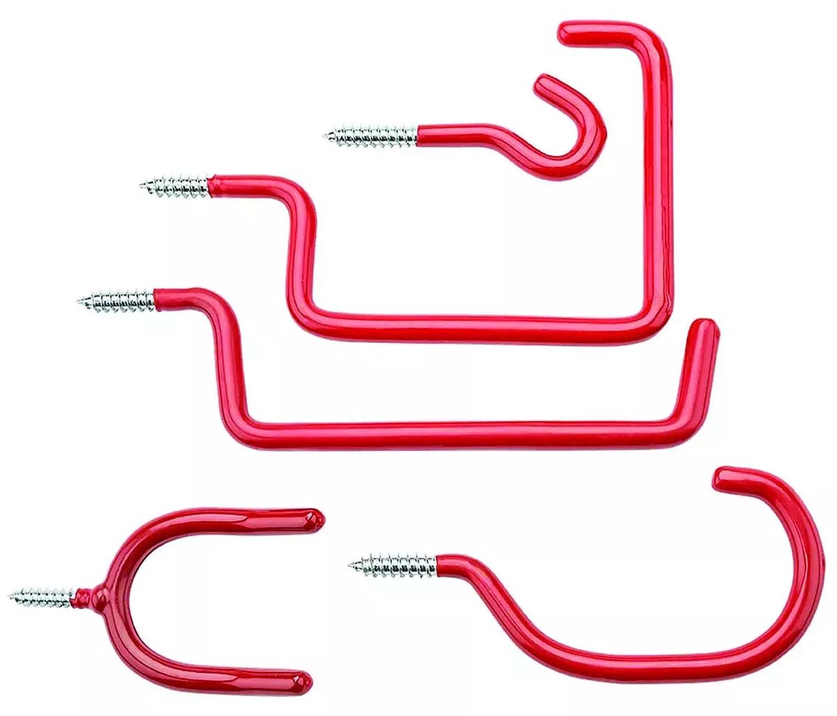 Red Steel/vinyl Assorted Screw Hook 5 Pk