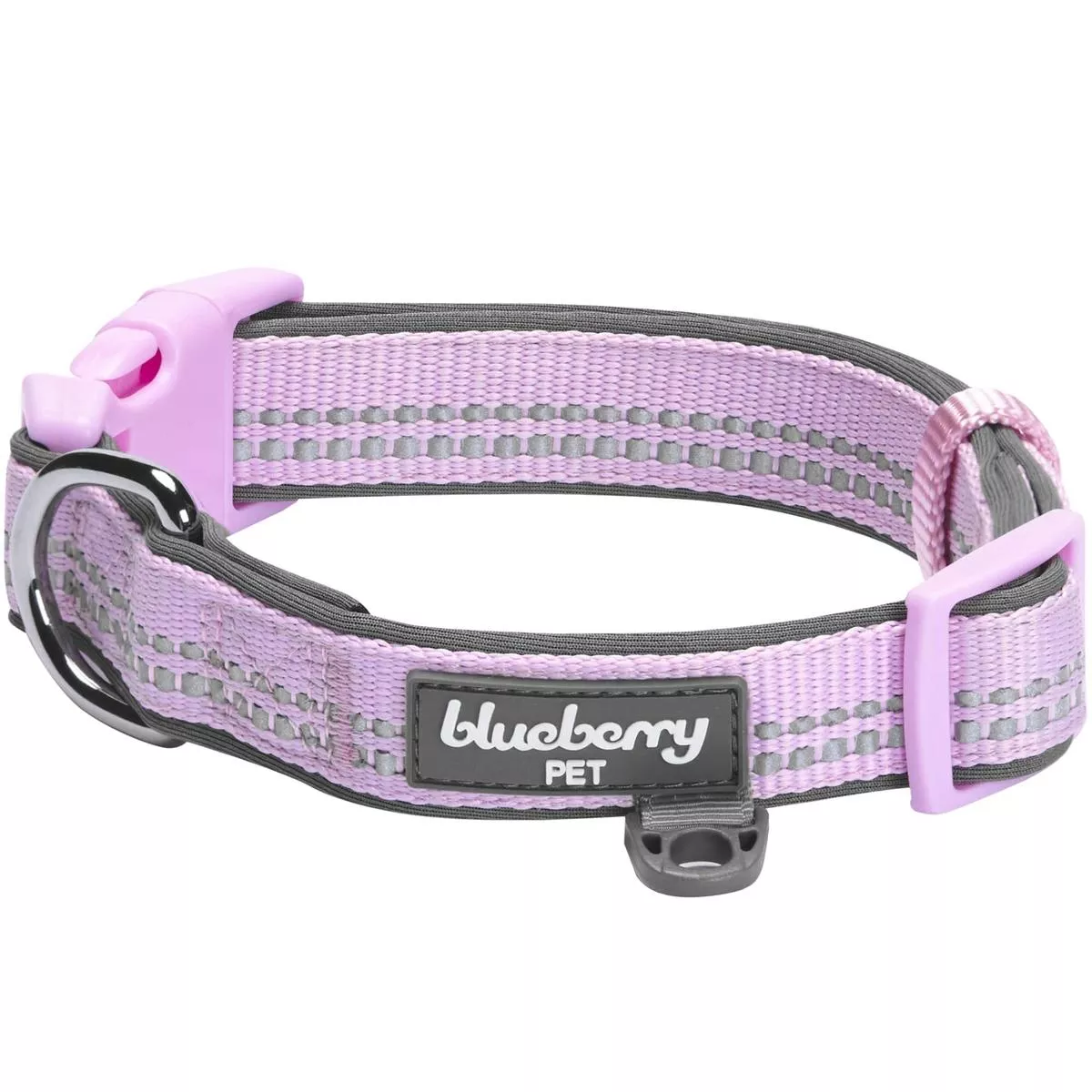 Reflective 3M Dog Collar Pink Purple For Night Walks