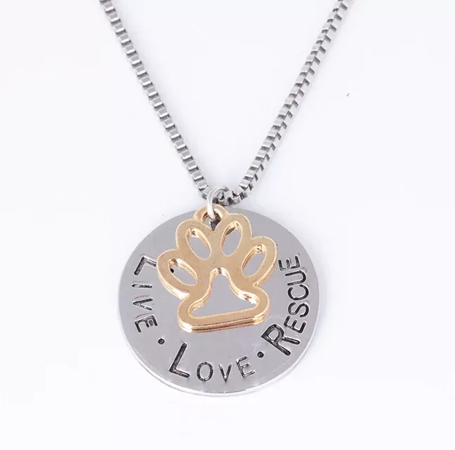 Round Dog Paw Tag Short Necklace