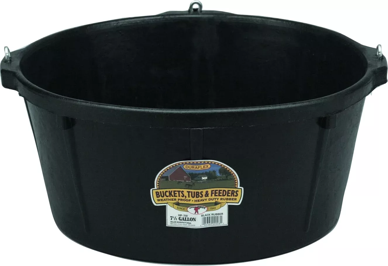 Rubber Feed Tub With Eye Screws - 6 1/2 Gallon