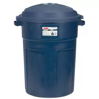 Rubbermaid Roughneck Blaze Blue Non-Wheeled Trash Can with Lid – 32 gal