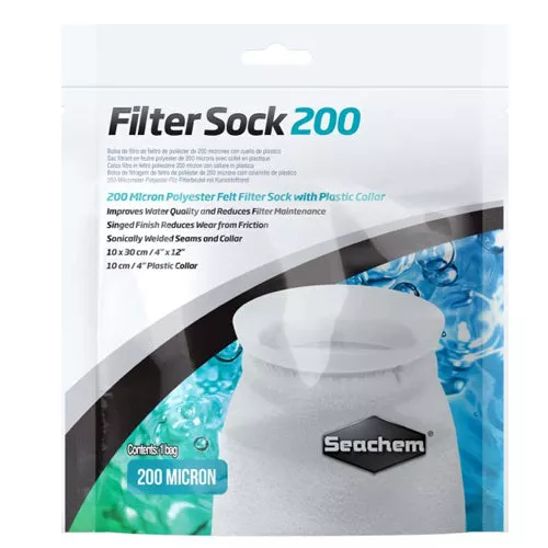 Seachem, Seachem Laboratories Welded Filter Sock with Plastic Collar, White, 1 Each/4In X 12 in, Small