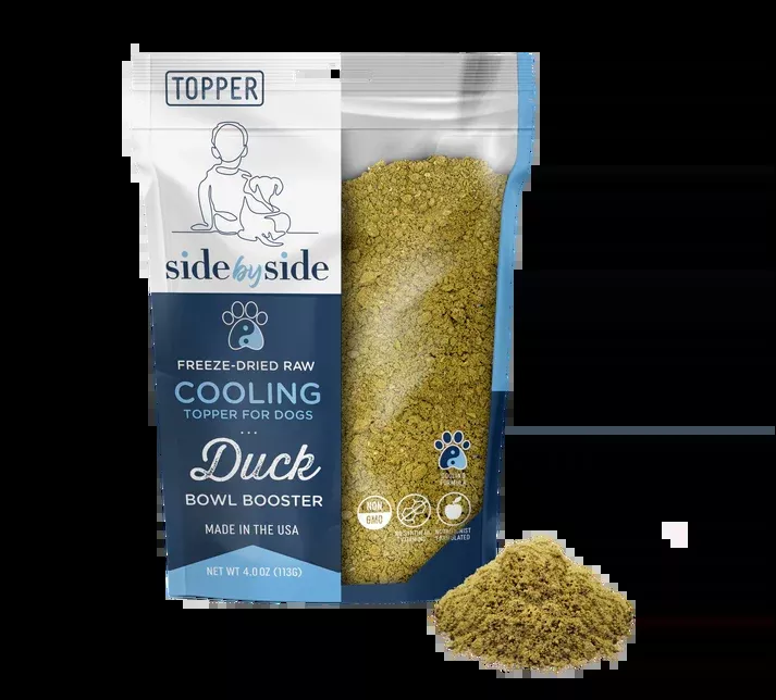 Side-By-Side Freeze Dried Raw Cooling Topper Duck Bowl Booster