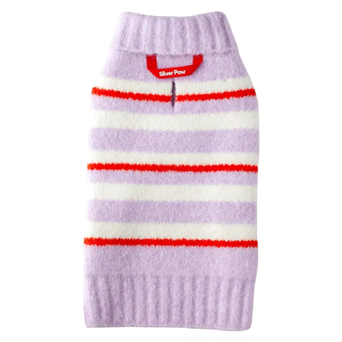 Silver Paw Striped Dog Sweater - Lila