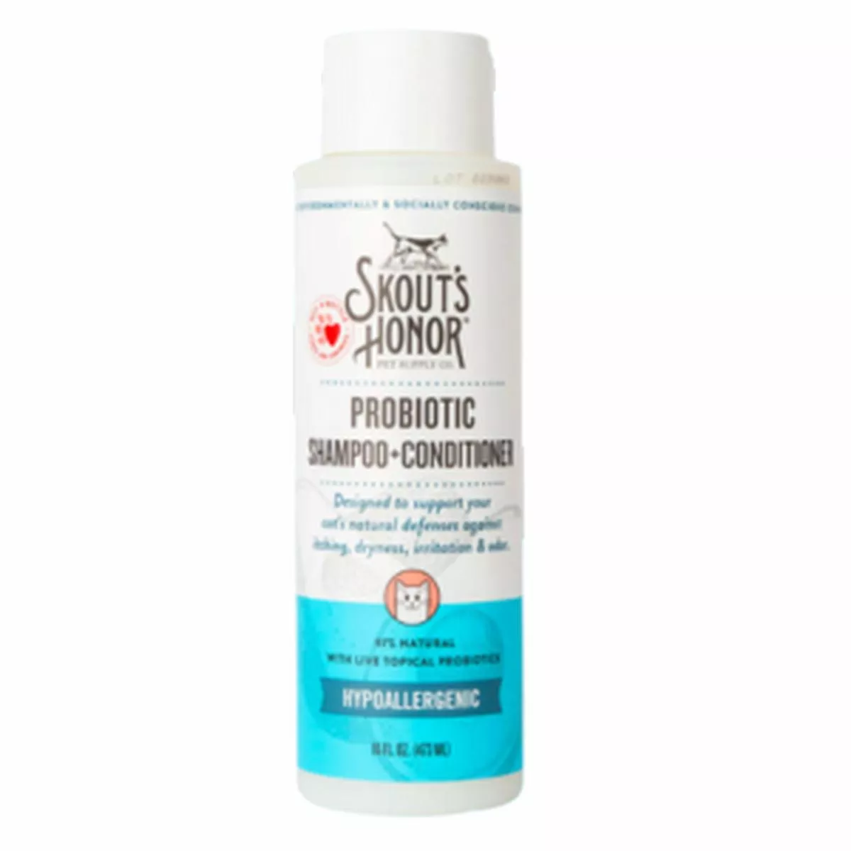 Skout's Honor Probiotic Cat Shampoo + Conditioner Hypoallergenic Fragrance Free 16-oz