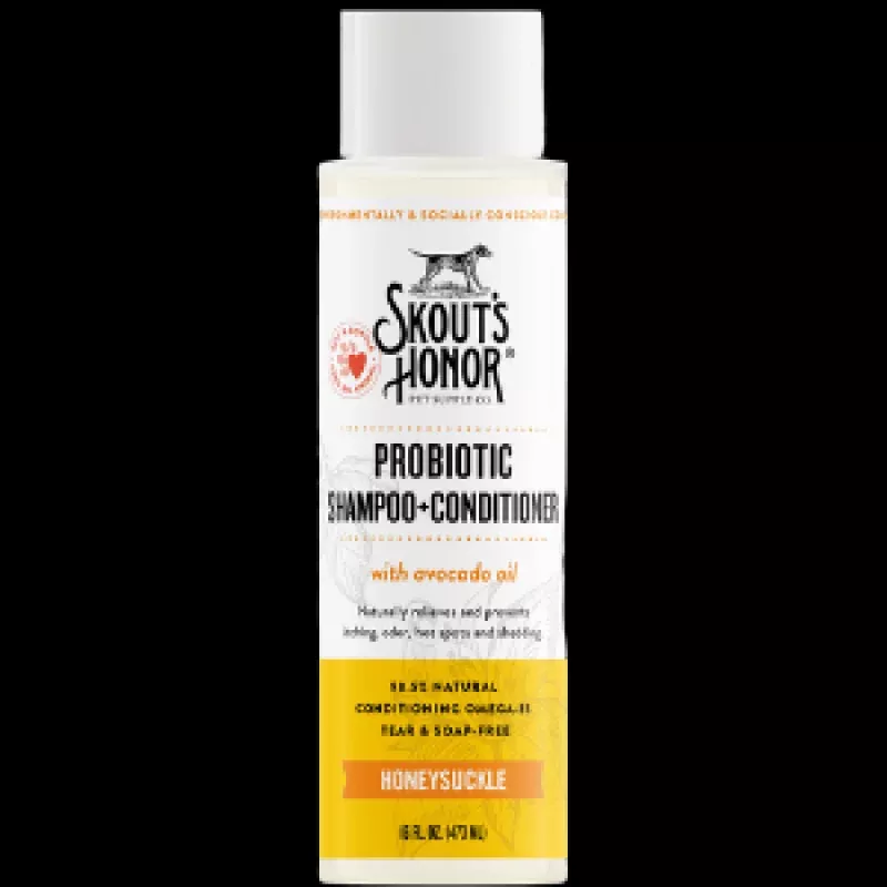 Skout's Honor Probiotic Pet Shampoo Plus Conditioner Honeysuckle 16-oz