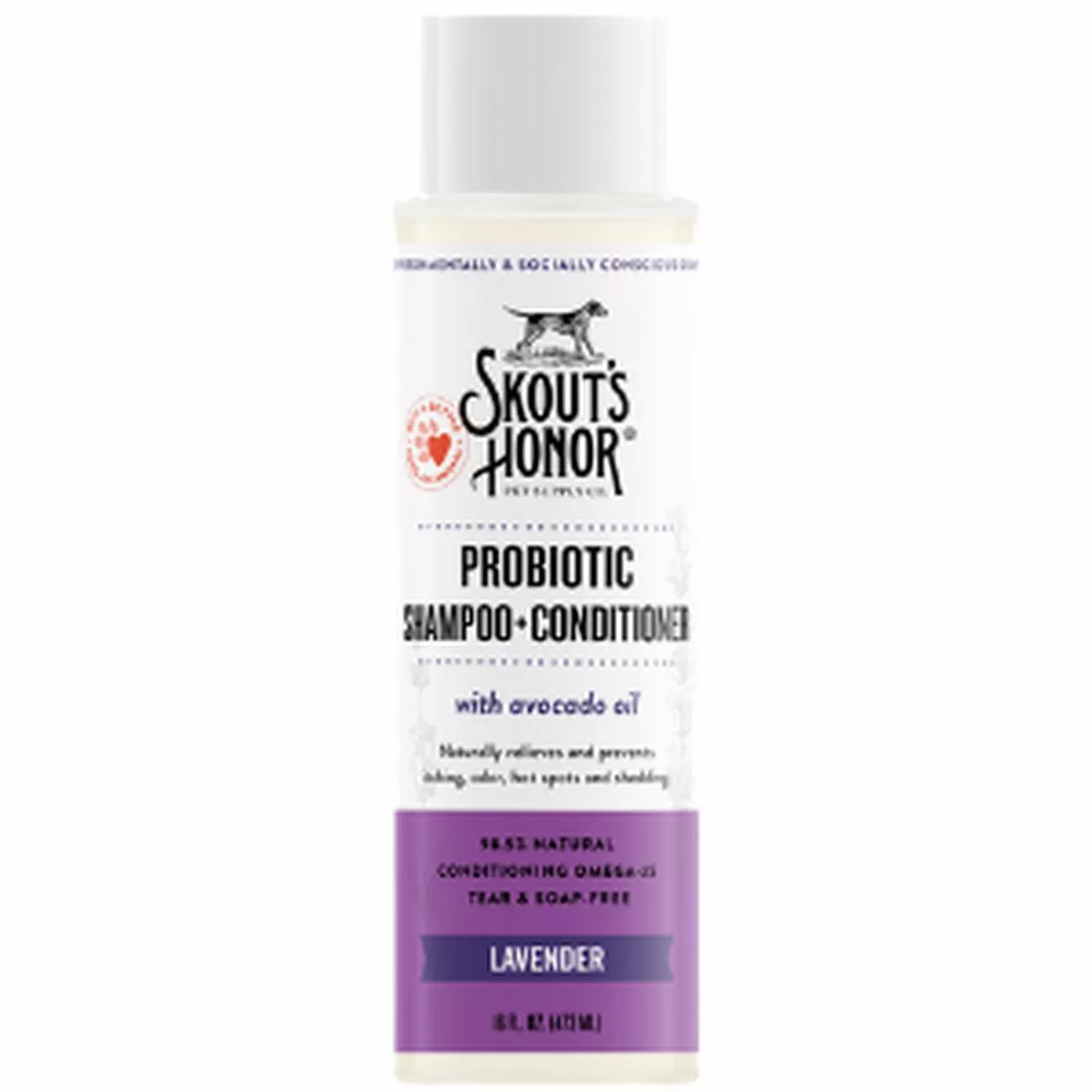 Skout's Honor Probiotic Pet Shampoo Plus Conditioner Lavender 16-oz