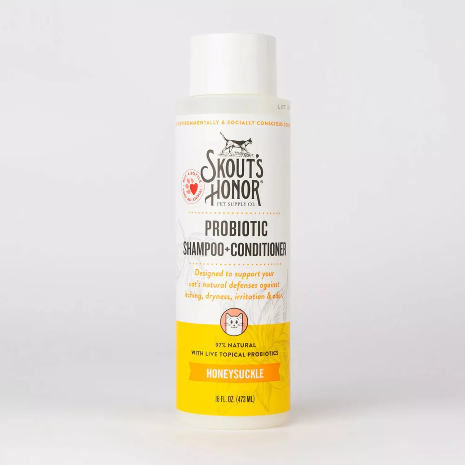 Skouts Honor, Probiotic Shampoo + Conditioner for Cats - Honeysuckle - 16 oz