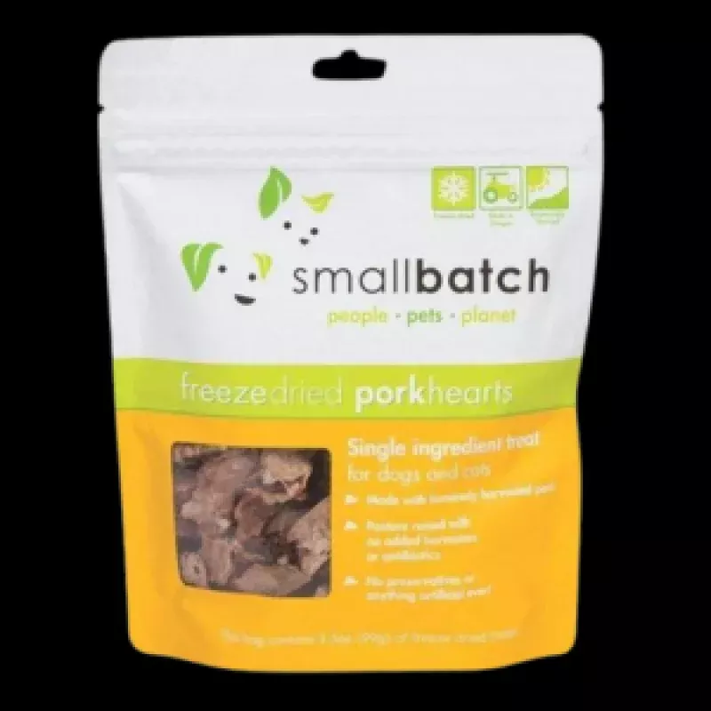 Small Batch Freeze Dried Pork Hearts Dog Treats, 3.5 oz