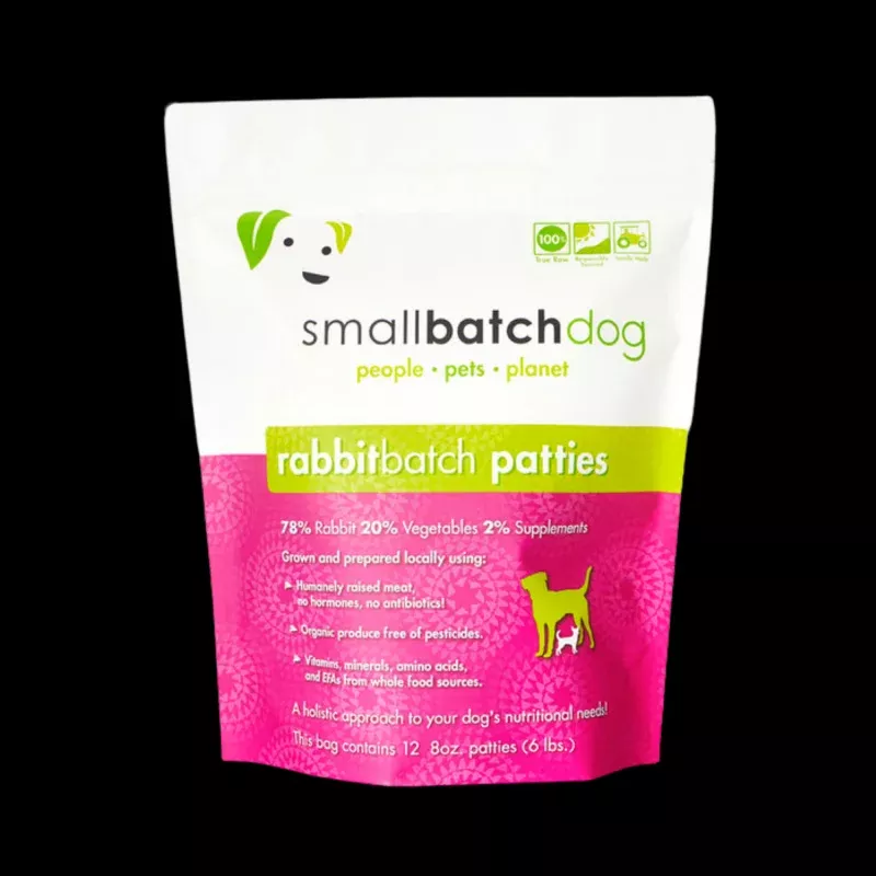 Small Batch Rabbit Frozen Raw Dog Food Patties, 6 lbs
