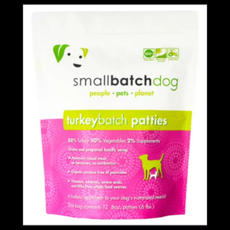 Small Batch Turkey Frozen Raw Dog Food Patties, 6 lbs